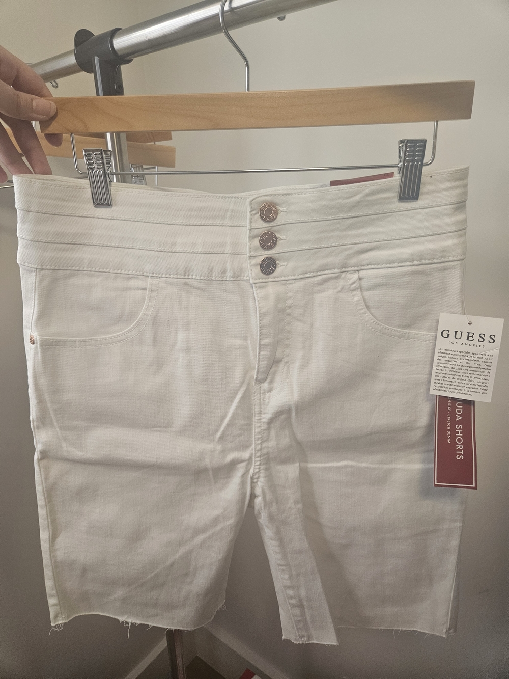 GUESS White Denim Bermuda Shorts